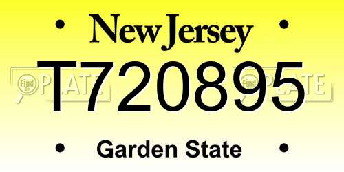 T720895 New Jersey License Plate