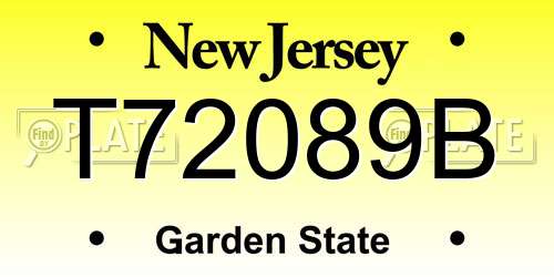 T72089B New Jersey License Plate