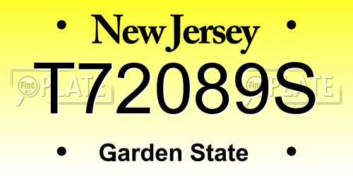 T72089S New Jersey License Plate