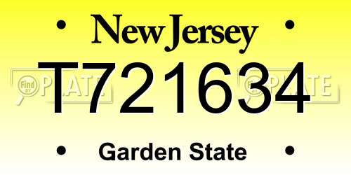 T721634 New Jersey License Plate