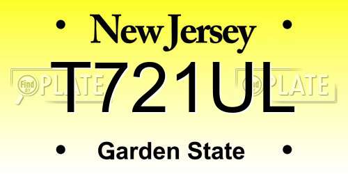 T721UL New Jersey License Plate