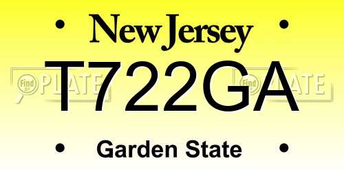 T722GA New Jersey License Plate