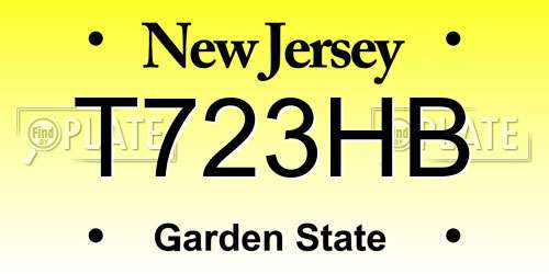 T723HB New Jersey License Plate