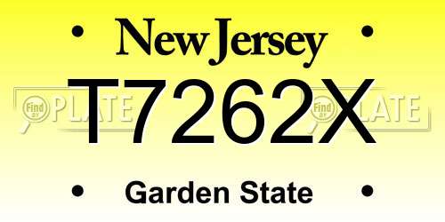 T7262X New Jersey License Plate