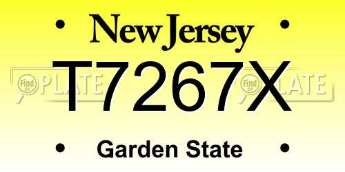 T7267X New Jersey License Plate