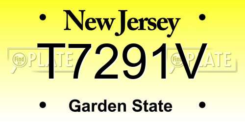 T7291V New Jersey License Plate