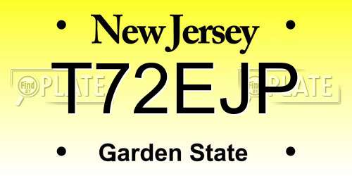 T72EJP New Jersey License Plate
