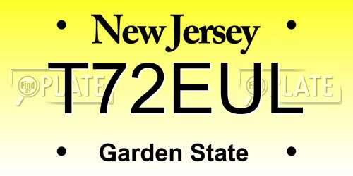 T72EUL New Jersey License Plate