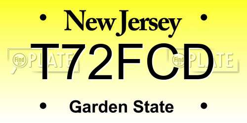 T72FCD New Jersey License Plate