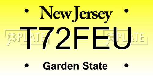 T72FEU New Jersey License Plate