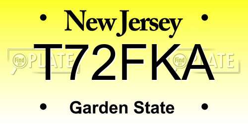 T72FKA New Jersey License Plate