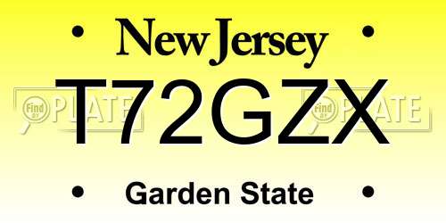 T72GZX New Jersey License Plate