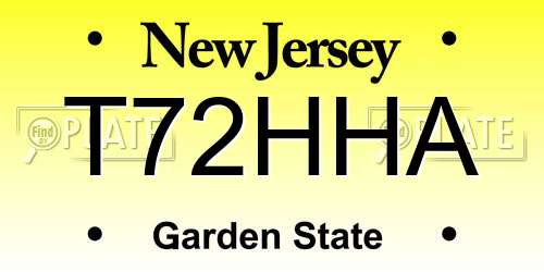 T72HHA New Jersey License Plate