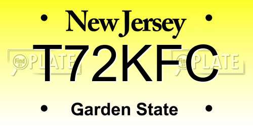 T72KFC New Jersey License Plate