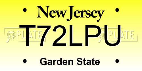 T72LPU New Jersey License Plate