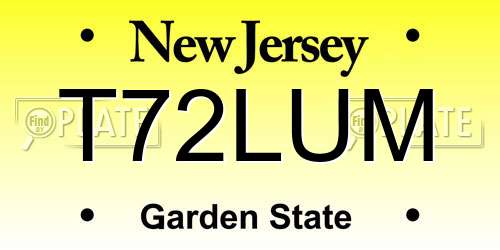 T72LUM New Jersey License Plate