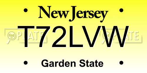 T72LVW New Jersey License Plate