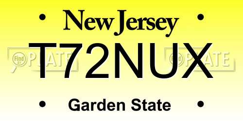 T72NUX New Jersey License Plate