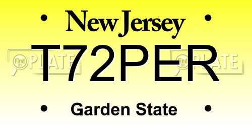 T72PER New Jersey License Plate