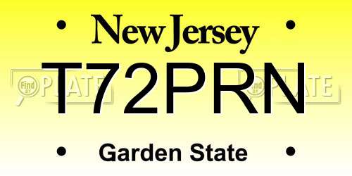 T72PRN New Jersey License Plate