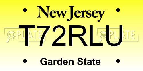 T72RLU New Jersey License Plate