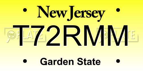 T72RMM New Jersey License Plate
