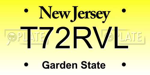 T72RVL New Jersey License Plate
