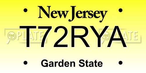 T72RYA New Jersey License Plate