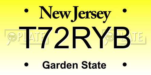T72RYB New Jersey License Plate