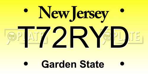 T72RYD New Jersey License Plate