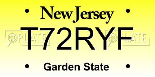 T72RYF New Jersey License Plate