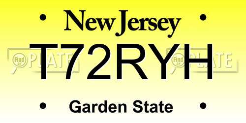 T72RYH New Jersey License Plate