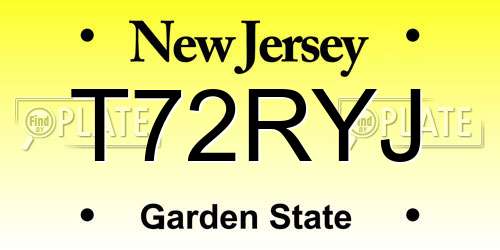 T72RYJ New Jersey License Plate