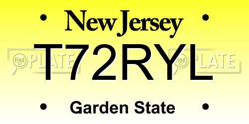 T72RYL New Jersey License Plate