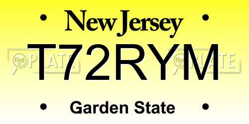 T72RYM New Jersey License Plate