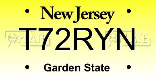 T72RYN New Jersey License Plate