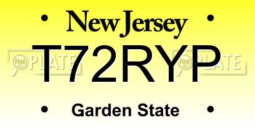 T72RYP New Jersey License Plate