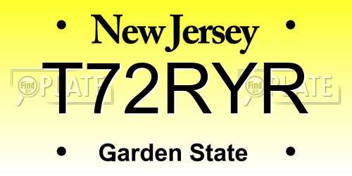 T72RYR New Jersey License Plate