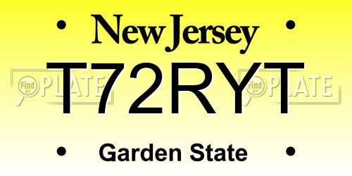 T72RYT New Jersey License Plate