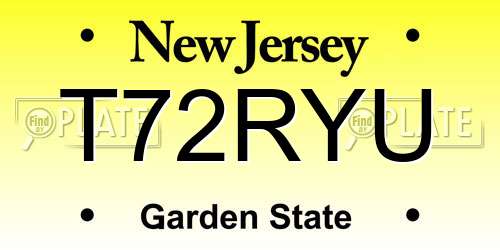 T72RYU New Jersey License Plate