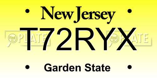 T72RYX New Jersey License Plate