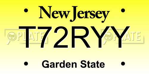 T72RYY New Jersey License Plate