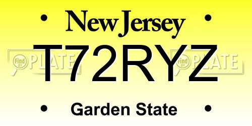 T72RYZ New Jersey License Plate