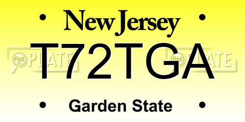 T72TGA New Jersey License Plate