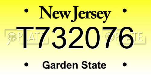 T732076 New Jersey License Plate