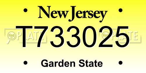 T733025 New Jersey License Plate