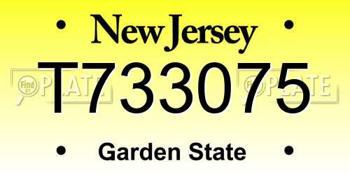 T733075 New Jersey License Plate