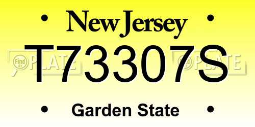 T73307S New Jersey License Plate