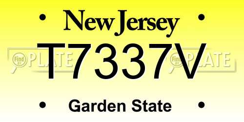 T7337V New Jersey License Plate