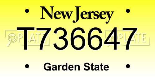T736647 New Jersey License Plate